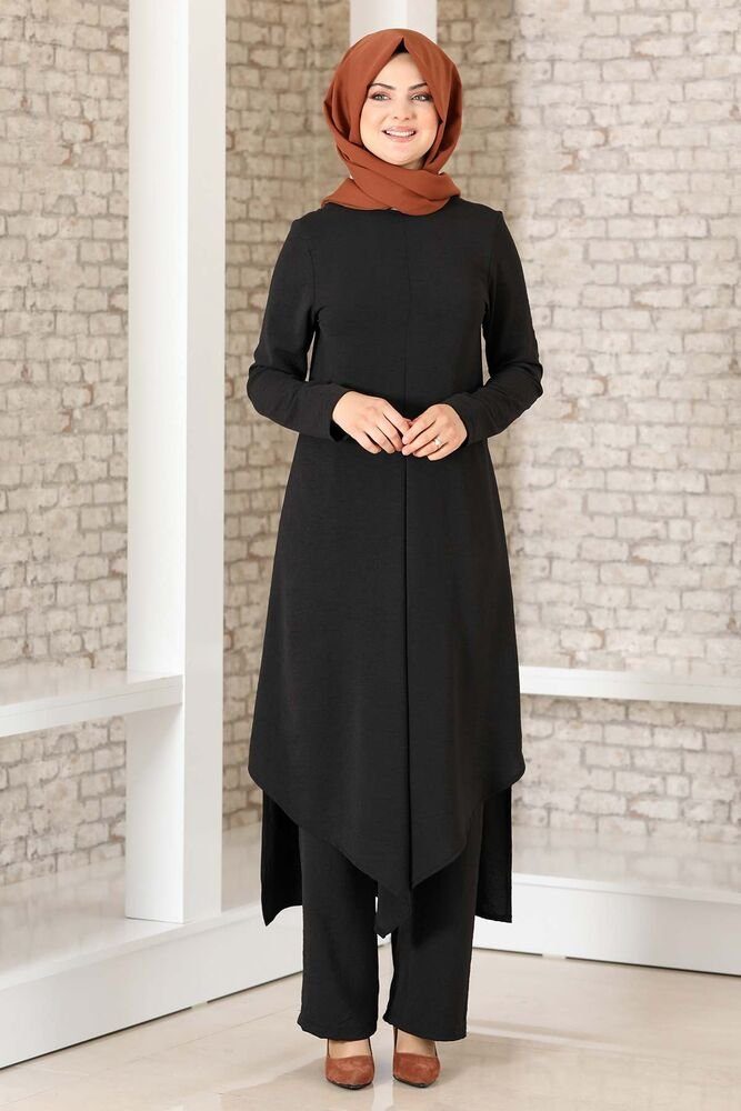 Modavitrini Longtunika Damen Anzug Zweiteiler lange Tunika mit Hose Hijab Kleidung voll bedeckt