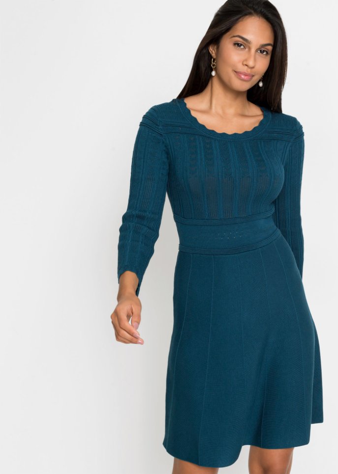 Strickkleid mit Ajourmuster und nachhaltiger Viskose