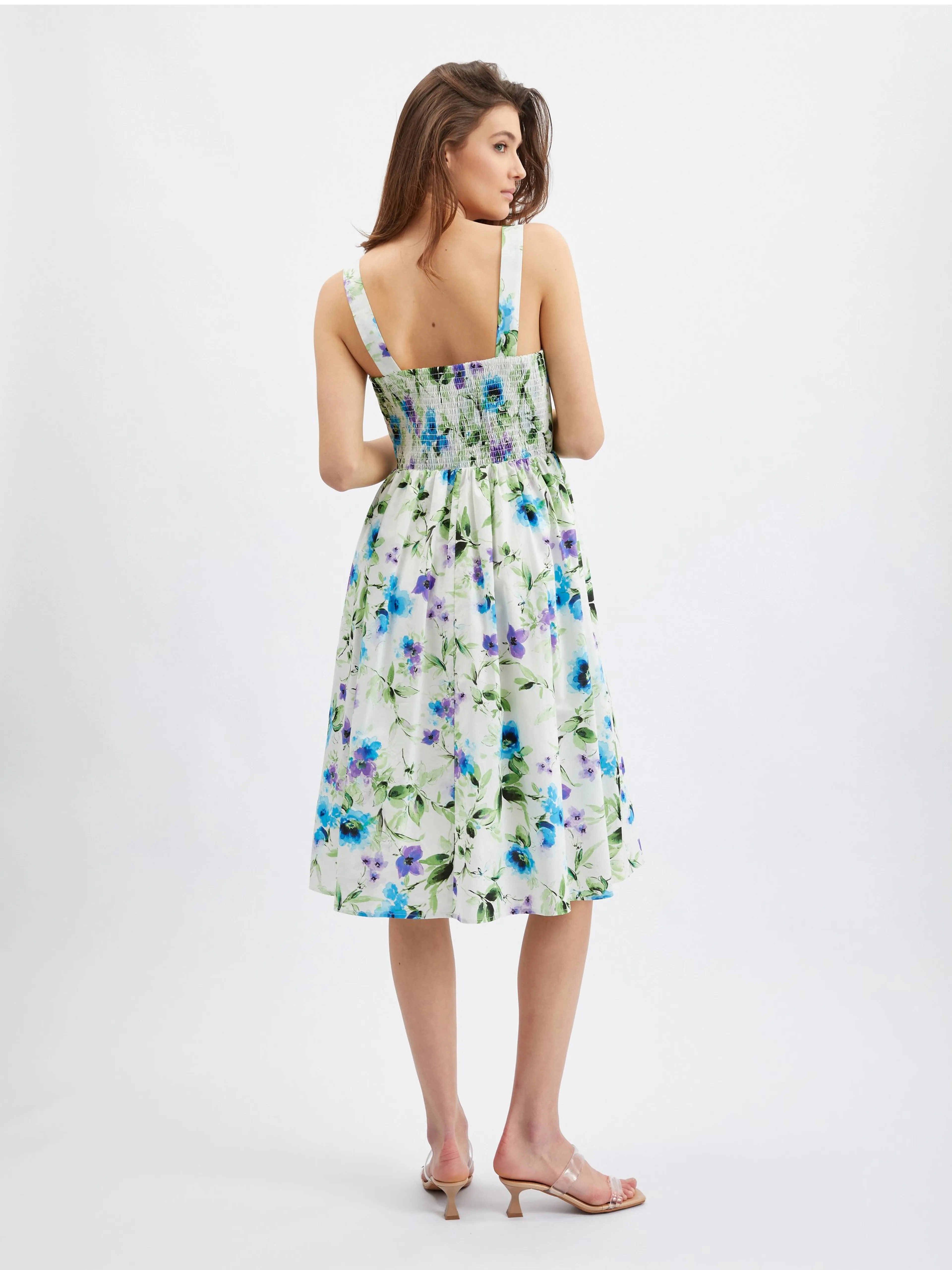 Blau- und cremefarbenes geblümtes Damenkleid ORSAY