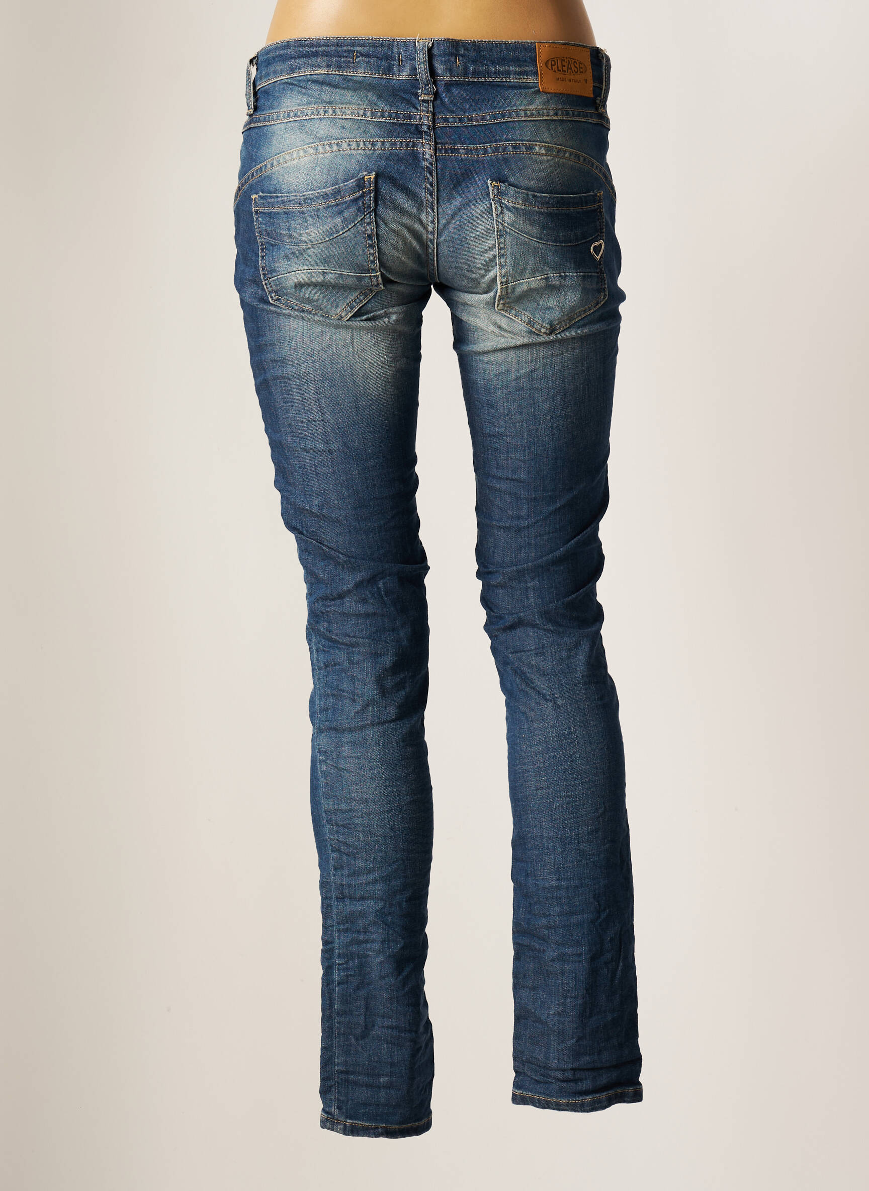 Please Jeans Coupe Slim Femme couleur bleu