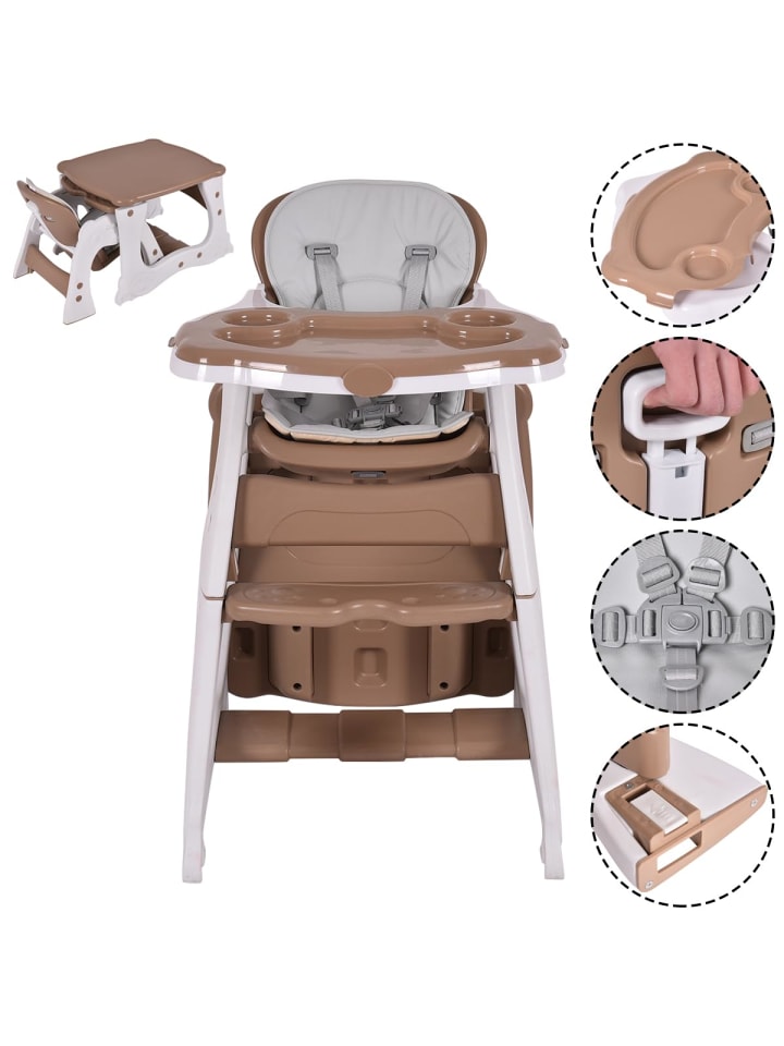 COSTWAY 3 in 1 Hochstuhl in Braun günstig kaufen 54 cm