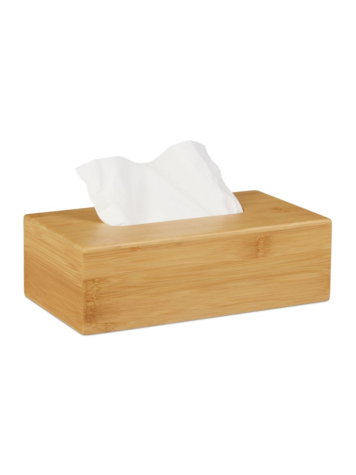 relaxdays Kosmetiktücherbox in Natur - (B)27,5 x (H)8,5 x (T)15,5 cm günstig kaufen onesize