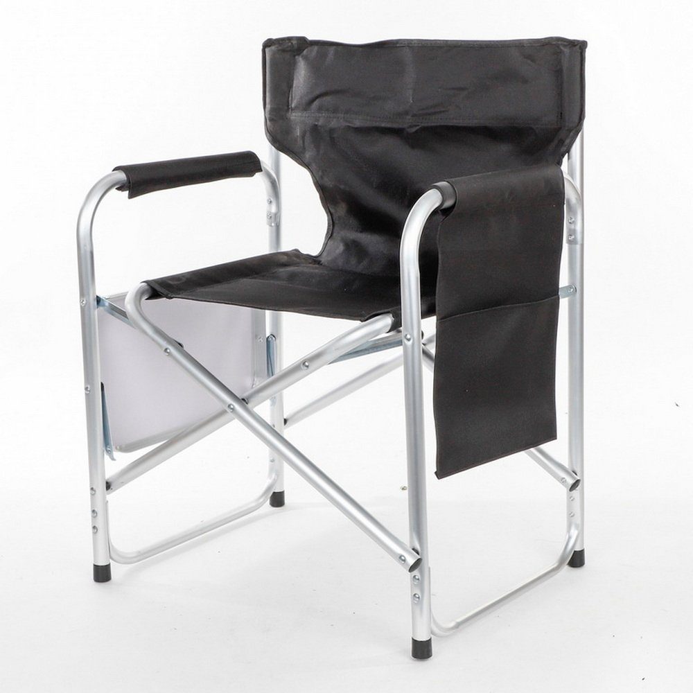 Haushalt International Regiestuhl Regiestuhl mit Seitentasche & Klapptisch Campingstuhl, klappbar, belastbar bis 100 kg, farbe Schwarz, Rosa