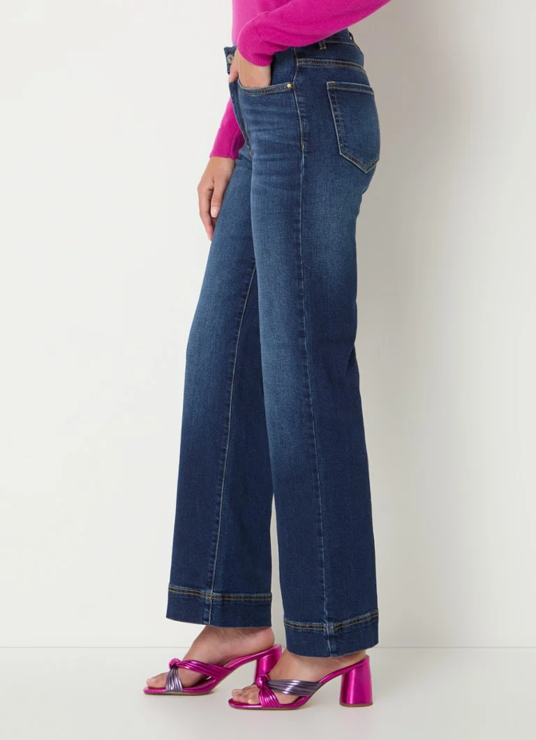 Blugi Benetton cu talie înaltă din amestec de bumbac organic