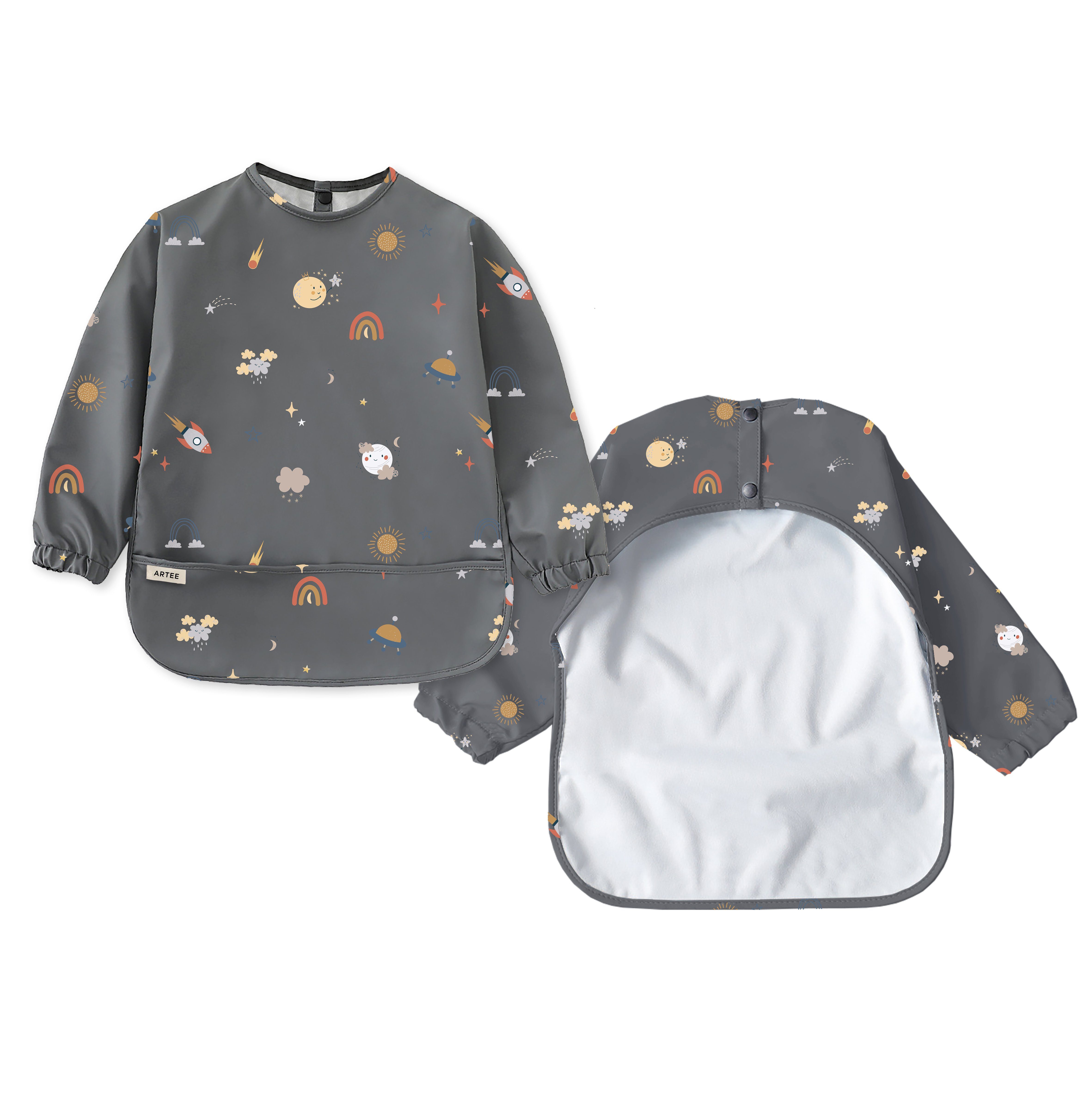 Artee Lätzchen Ärmellätzchen mit Auffangtasche Größe S für 6-18 Monate