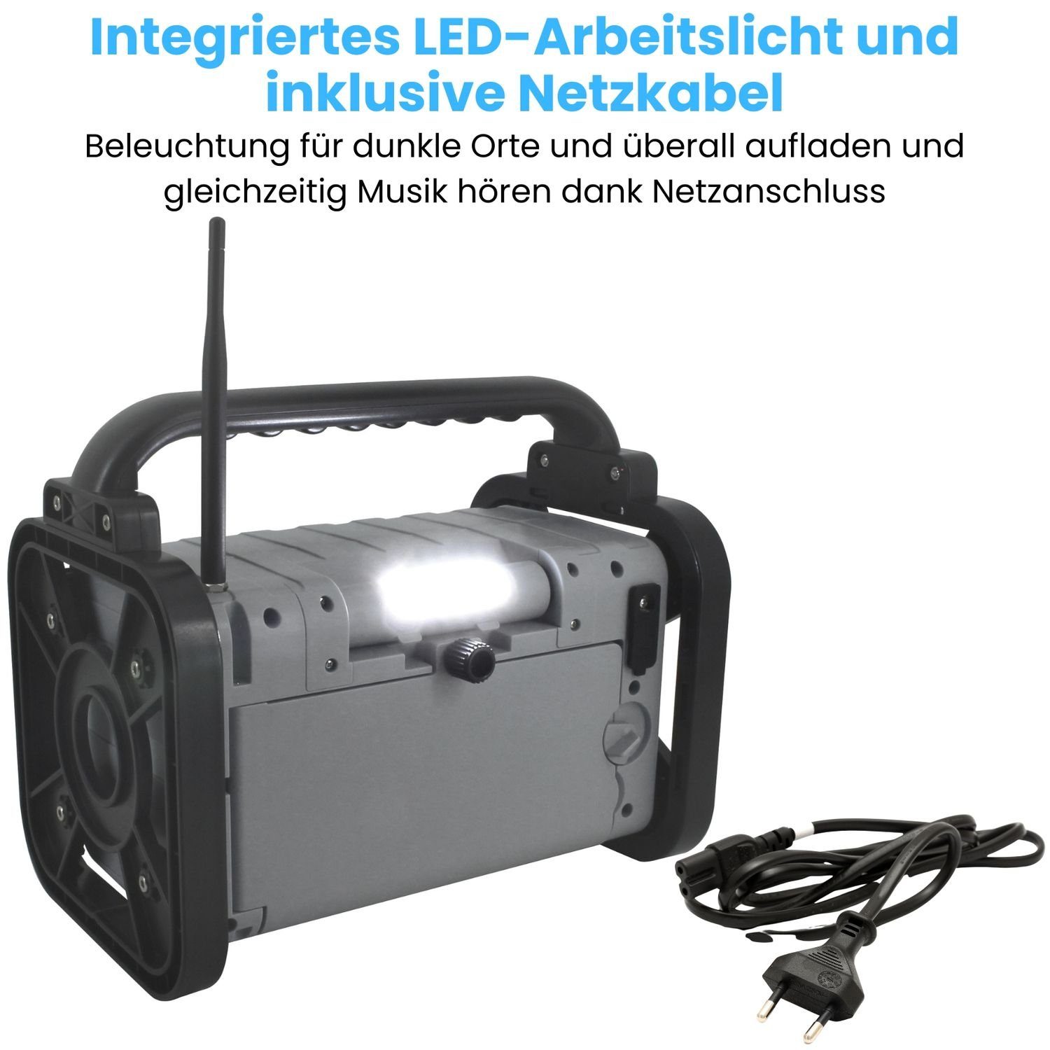 Soundmaster DAB80SW Baustellenradio DAB+ Bluetooth Akku IP44 spritzwassergeschützt Digitalradio (DAB) (DAB+, MW, PLL-UKW, FM, AM)