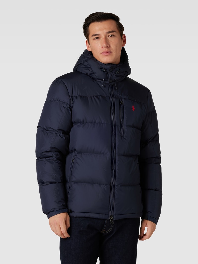 Steppjacke mit Label-Stitching in marineblau
