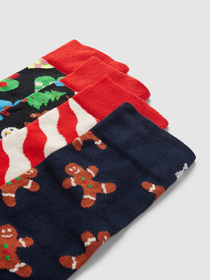 Socken mit Motiv-Print Modell 'Gingerbread House' im 4er-Pack in rot