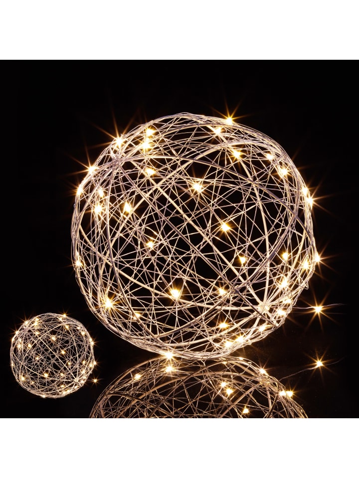 relaxdays 2x LED-Dekokugel in Silber günstig kaufen onesize