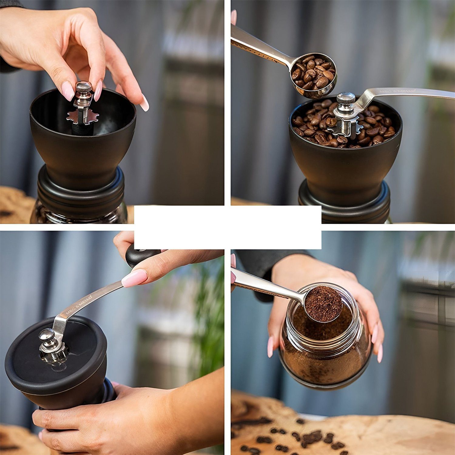 flowgoer Kaffeemühle Manuelle Kaffeemühle aus Glas