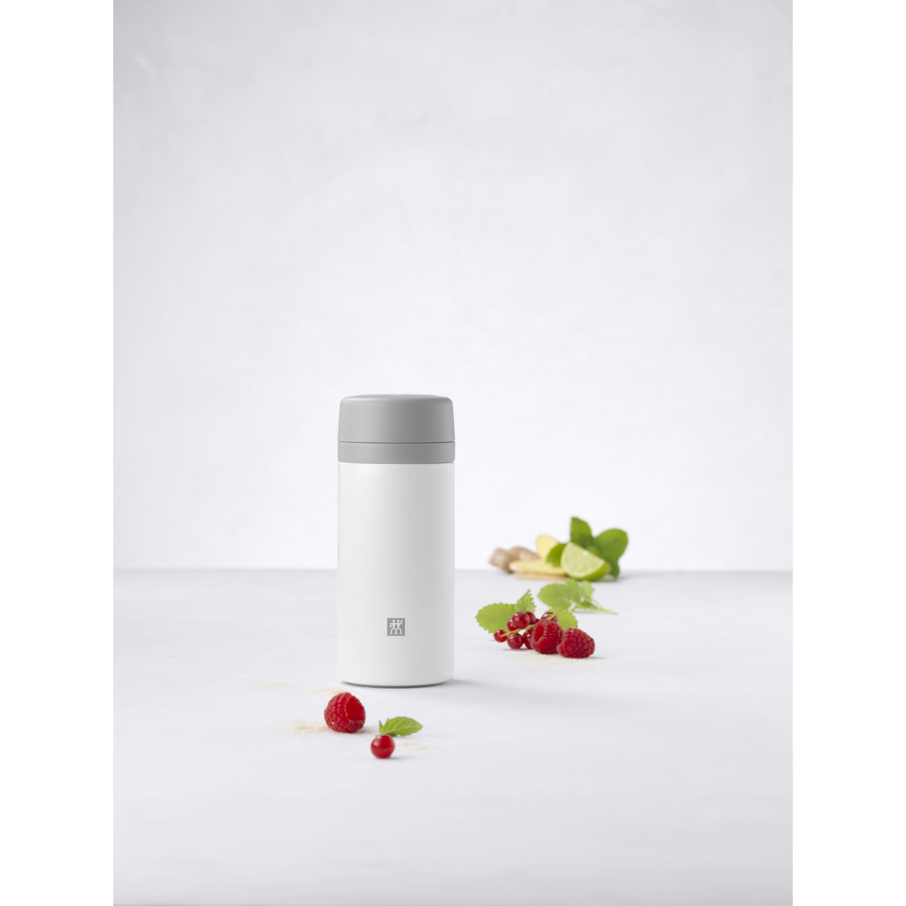 Isolierflasche für Tee & Infused Water, 420 ml, Edelstahl, Weiß-grau