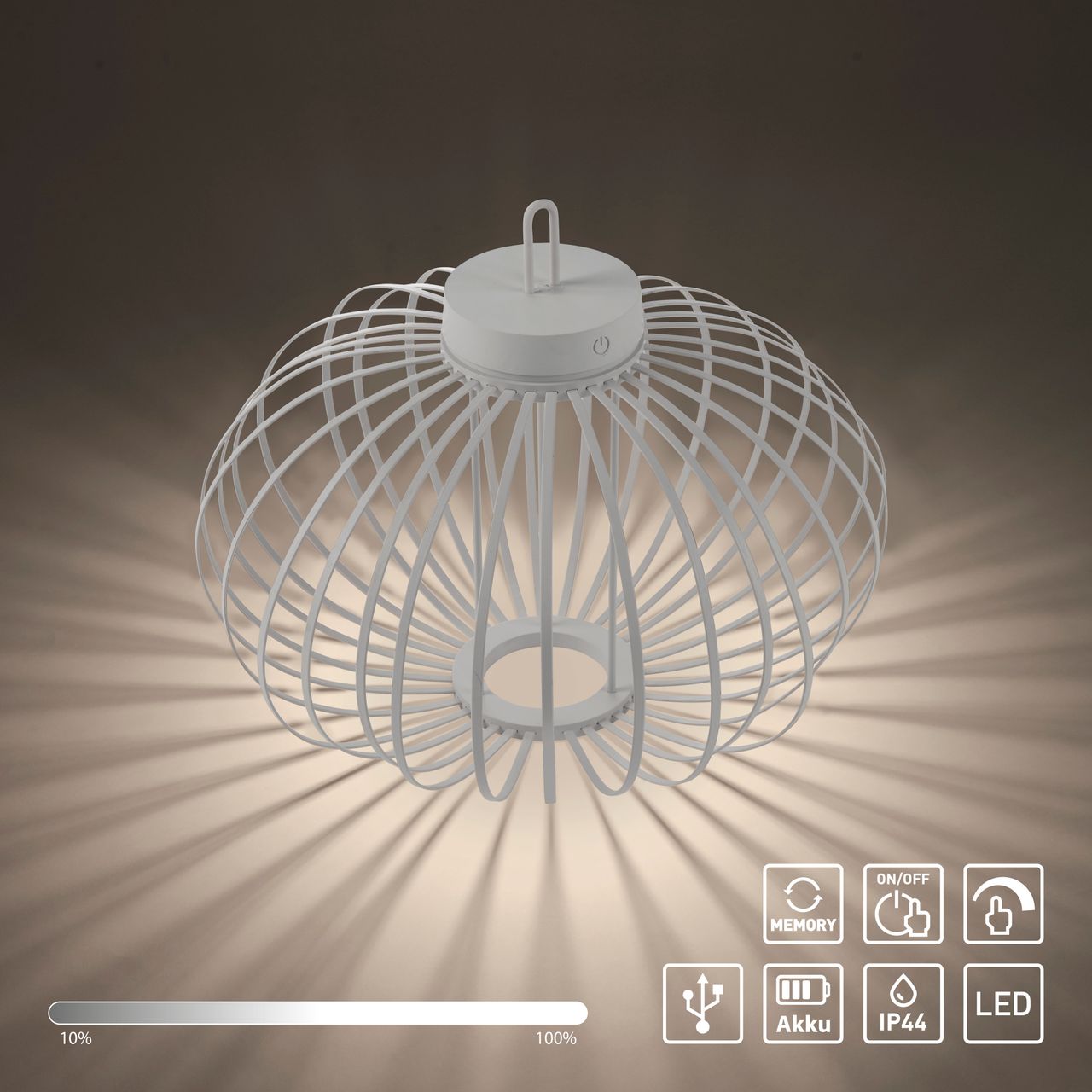 JUST LIGHT Akku Tischleuchte ALWA, 1x LED-Board/1,50Watt/2700Kelvin, IP44, Grün