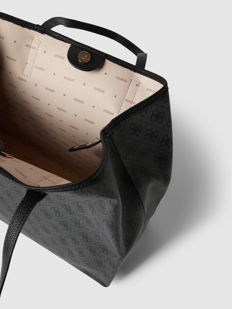 Shopper mit Allover-Label-Print Modell 'VIKKY' in schwarz