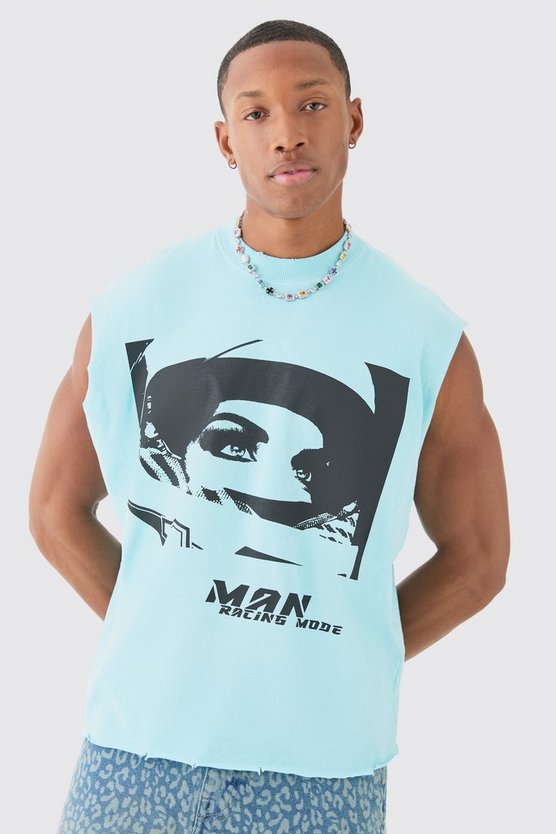 Oversize Racer-Tanktop mit Print