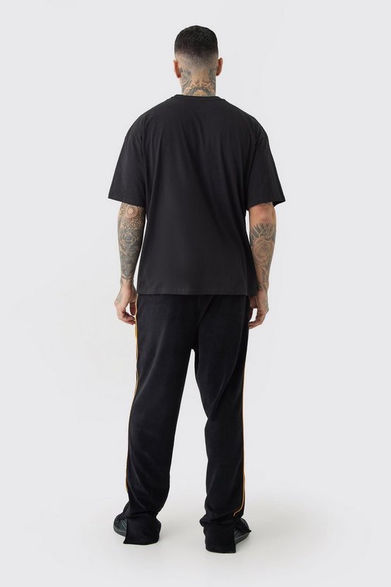 Tall breite Passform Velour Jogginghose