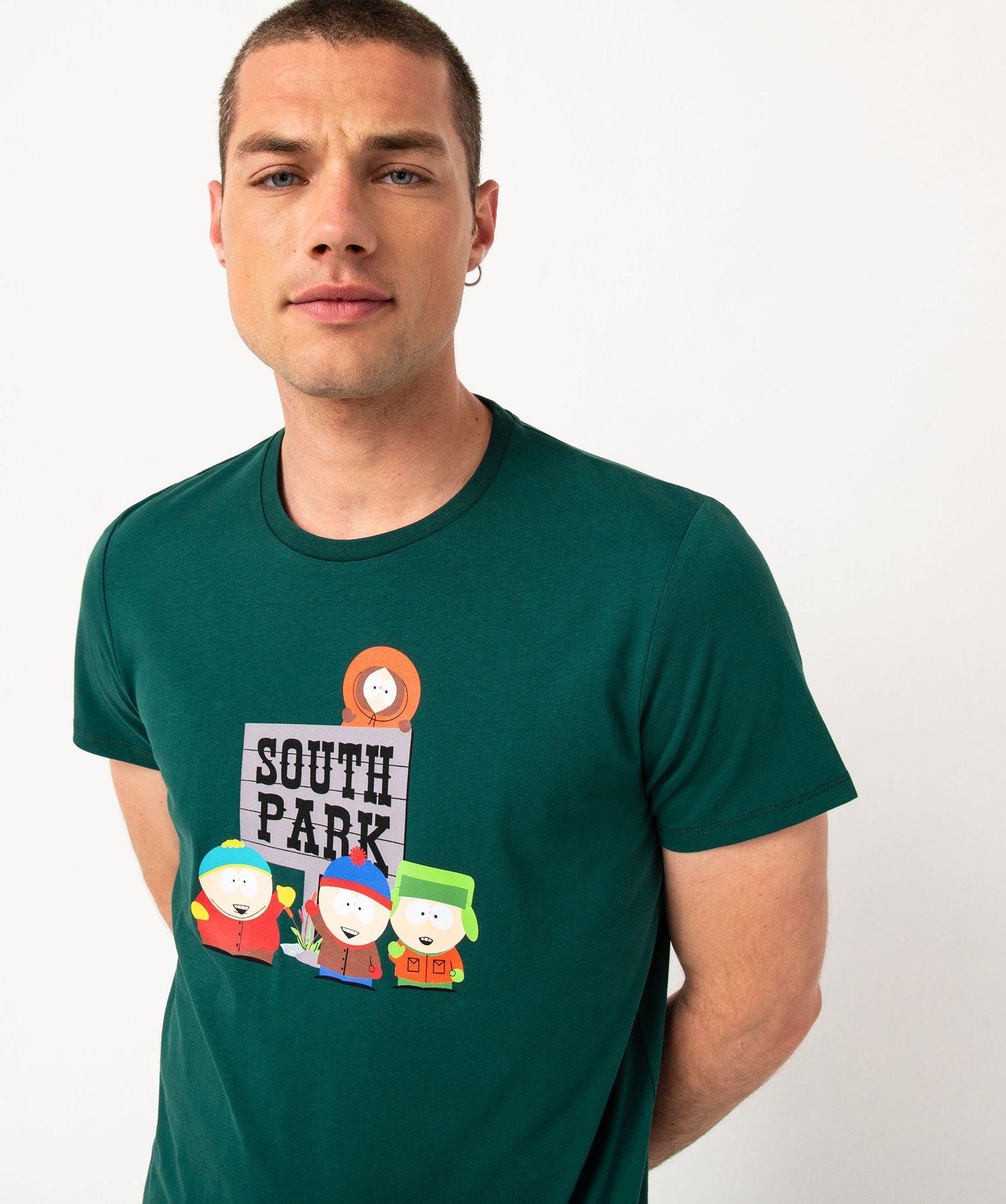 Tee-shirt manches courtes imprimé homme - South Park vert | GEMO