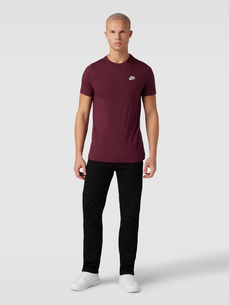 T-Shirt mit Logo-Stitching in bordeaux rot