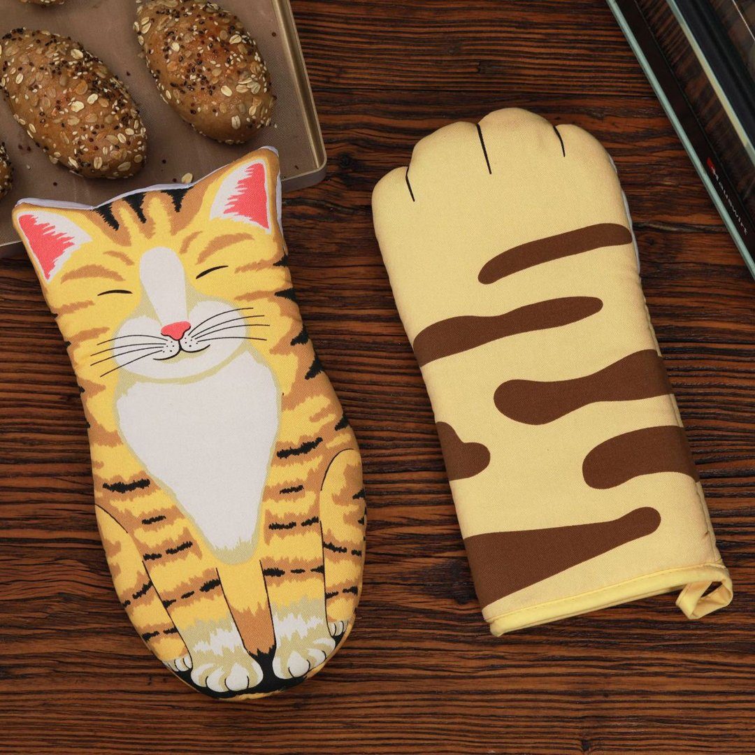 FIDDY Topfhandschuhe 1 Paar niedliche katzenpfotenförmige hitzebeständige Koch und, (Backhandschuhe,rutschfeste Küchenofenhandschuhe, hitzebeständige), Topflappenofenhandschuhe, Mikrowellenhandschuhe, Küchenwerkzeug