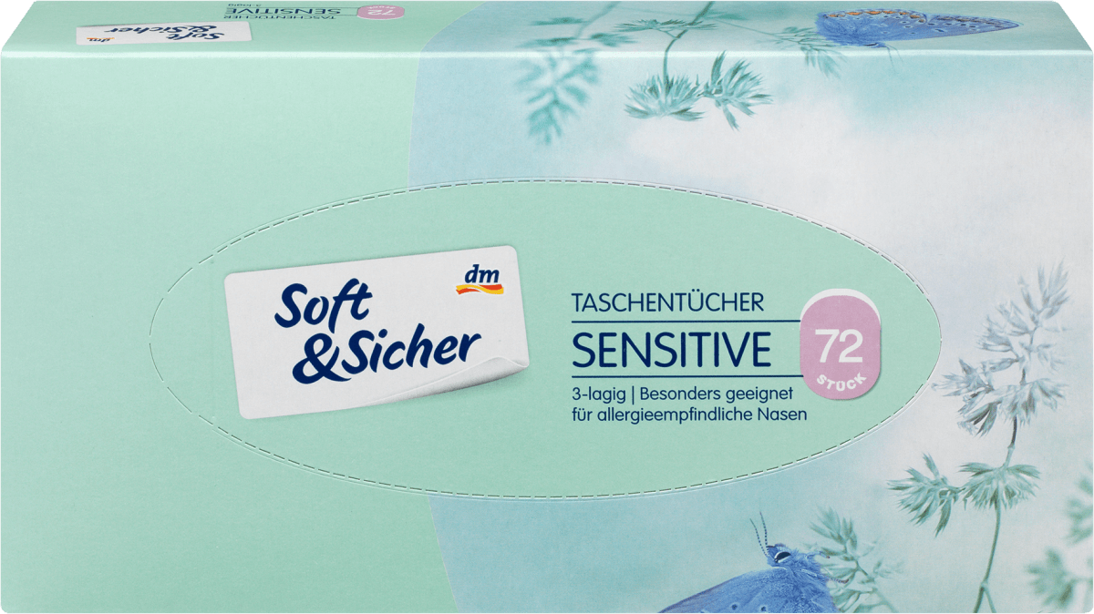Taschentücher Box sensitive 3-lagig, 72 St