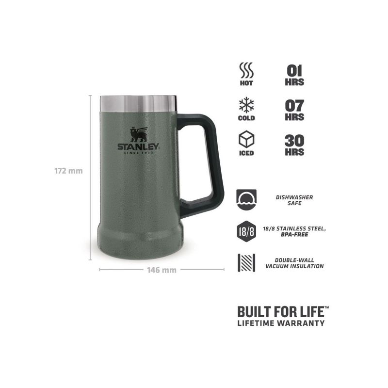 Stanley Adventure Big Grip Beer Stein 24oz\/700ml Hammertone Green