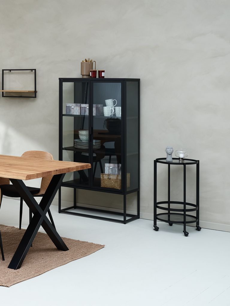 VIRUM VIRUM vitrineskap, 2 glassdører, sort