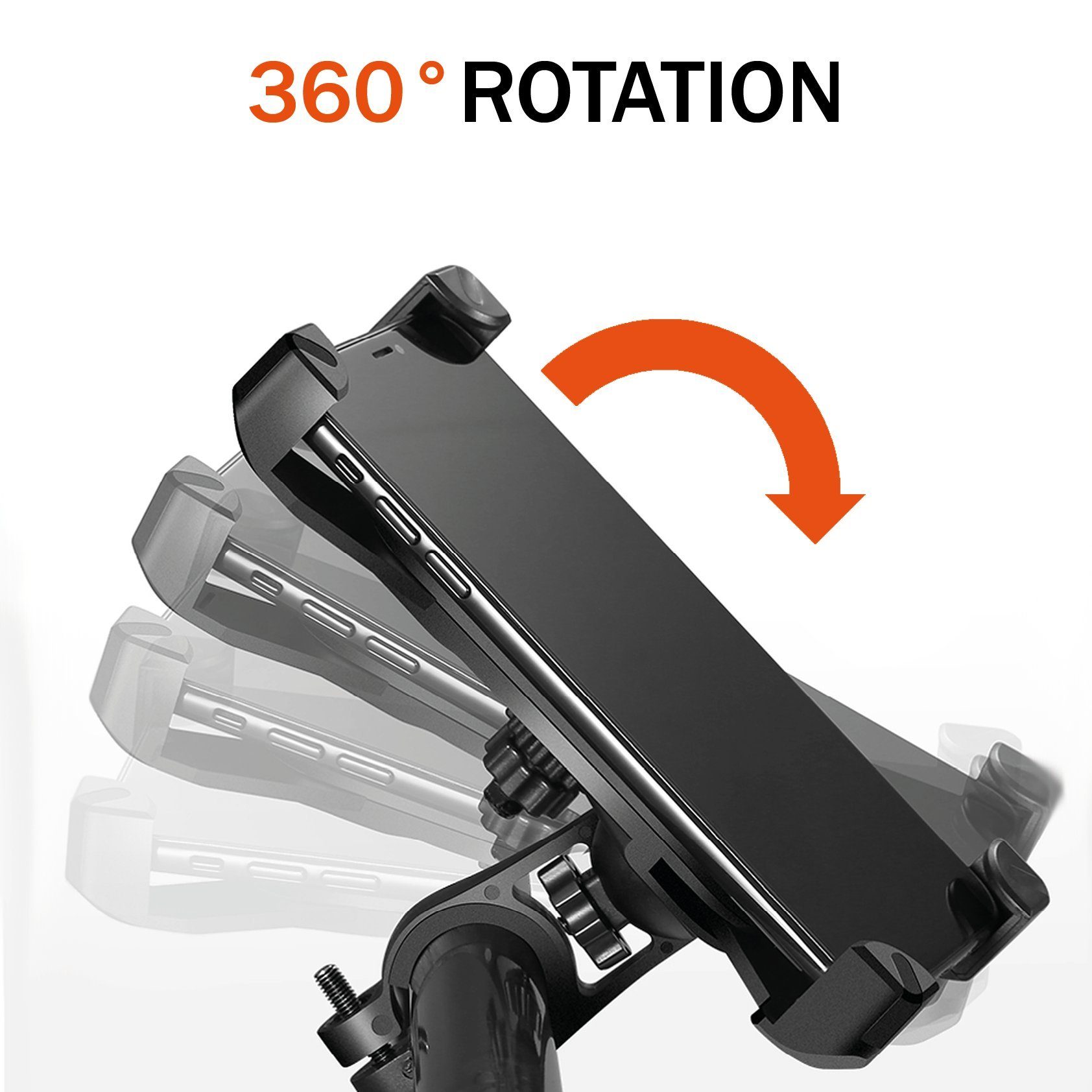 Shopbrothers Fahrrad Handyhalterung Universal Handy Motorrad E-Scooter Halterung Handy-Halterung, (bis 7,00 Zoll, Set, 1-tlg., 360 Grad Outdoor Fahrrad Halter für iPhone, Samsung, Huawei, XIAOMI)