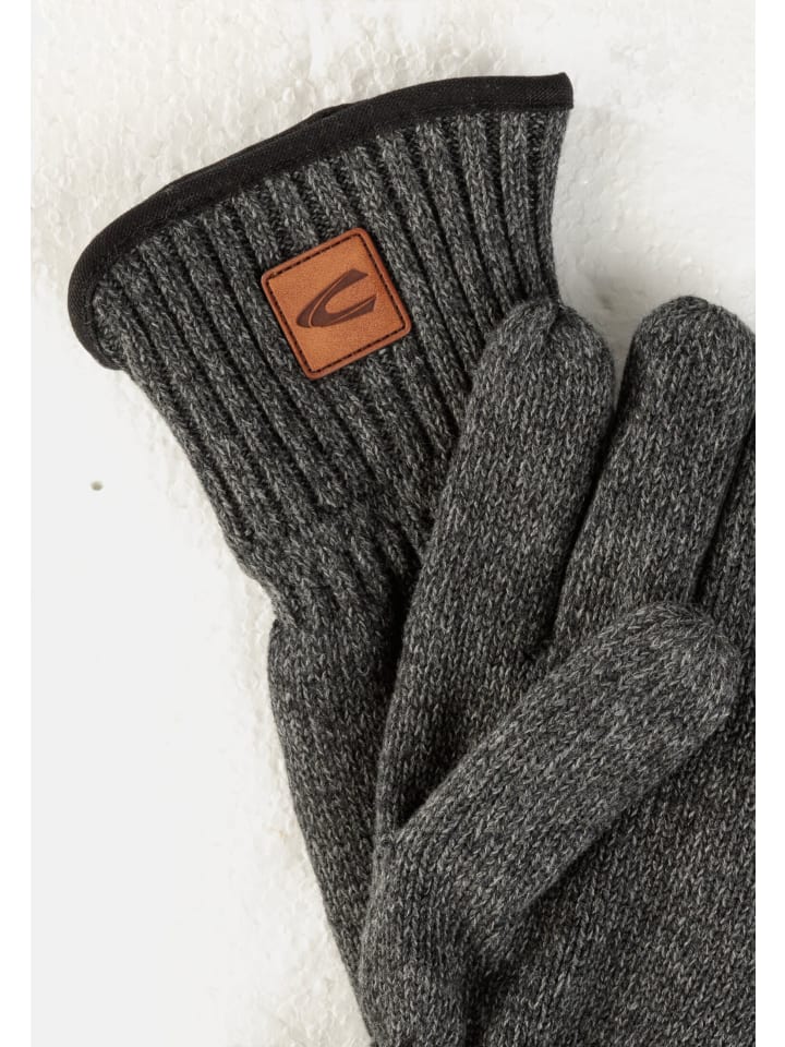 Camel Active Melierte Strickhandschuhe mit warmen Futter in Dunkelgrau günstig kaufen