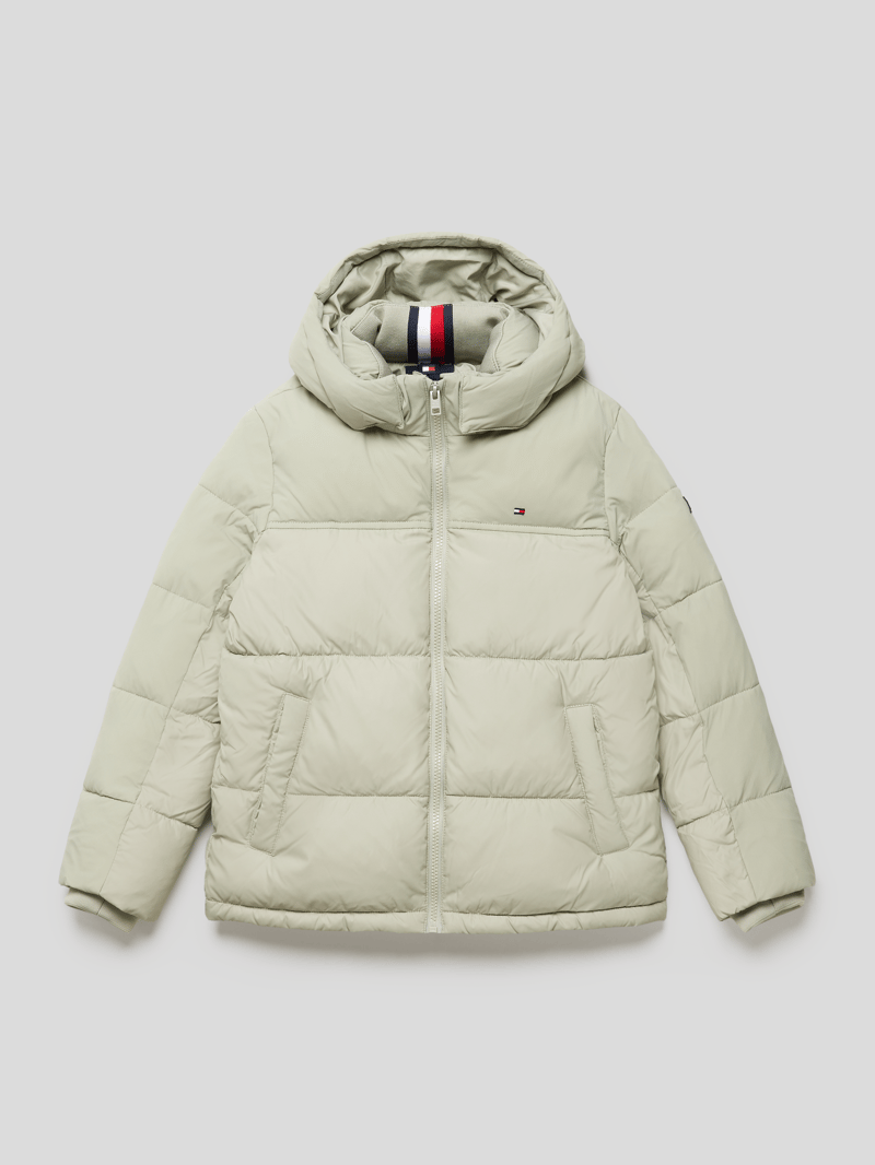 Steppjacke mit Label-Stitching Modell 'MIXED FABRIC JACKET' in schilf