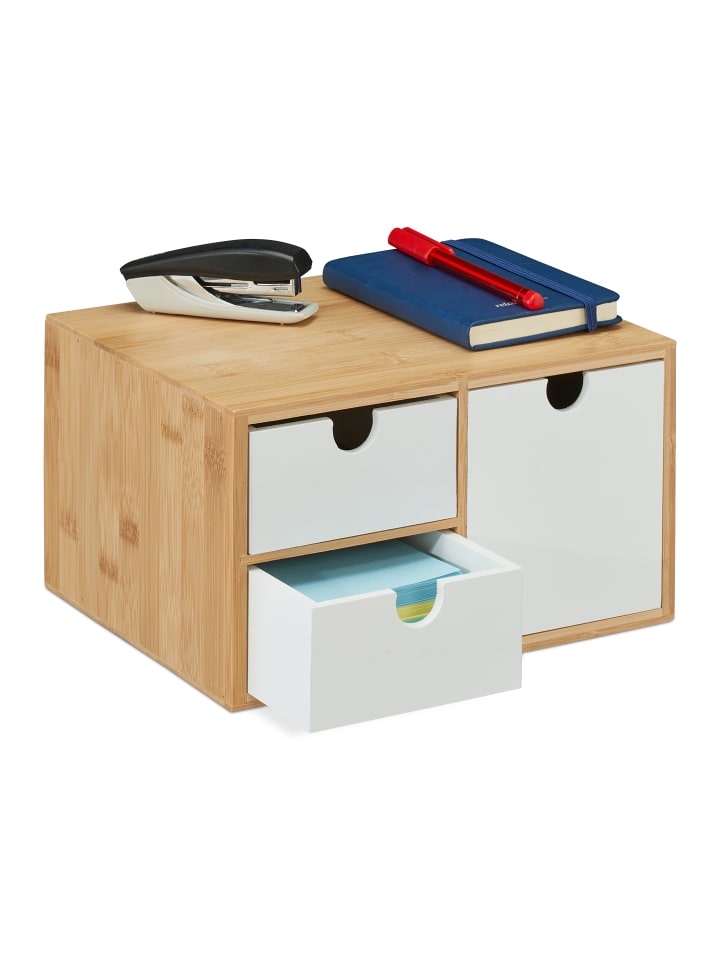 relaxdays Schubladenbox in Natur/ Weiß günstig kaufen onesize