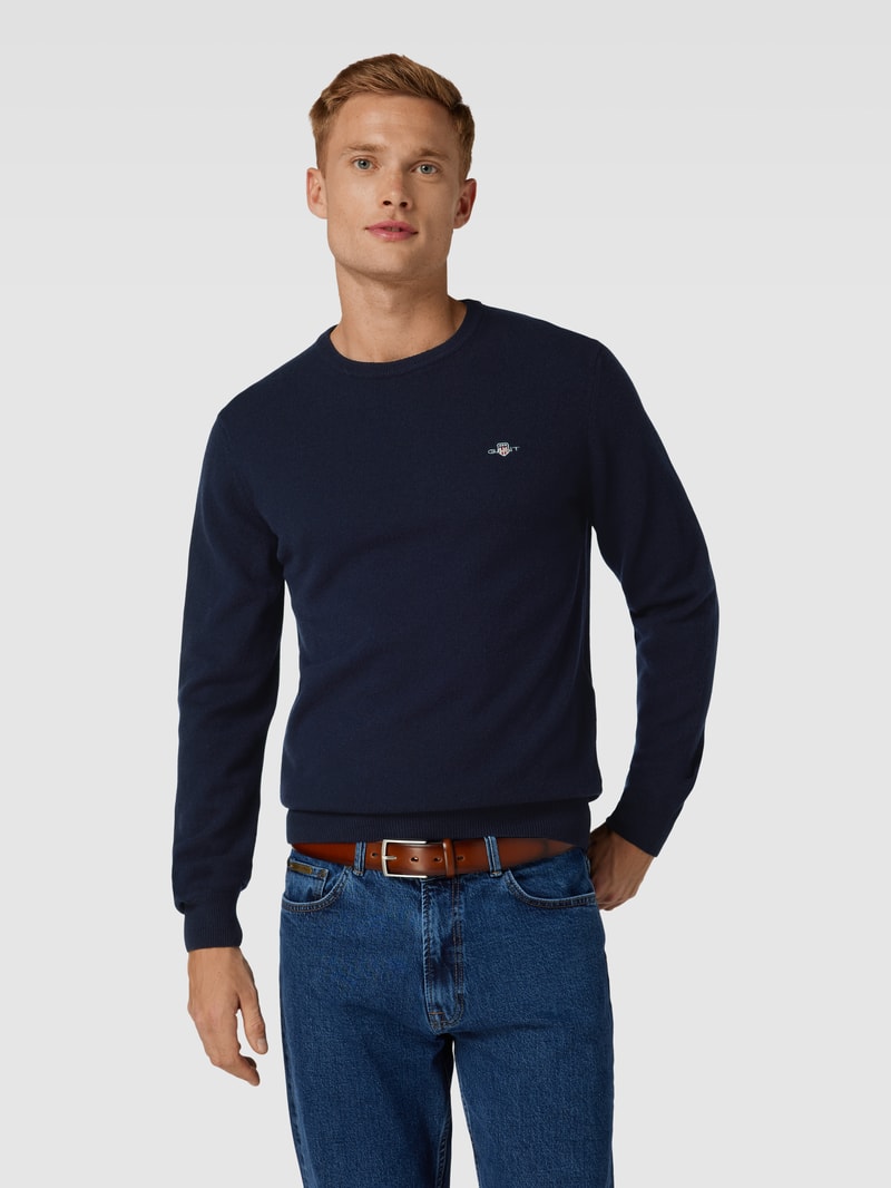 Strickpullover mit Label-Stitching in marineblau
