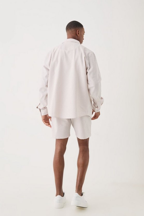Striped Seersucker Overshirt & Short Set