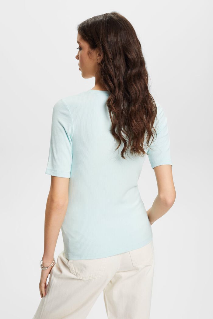 Geripptes Henley-Kurzarmshirt