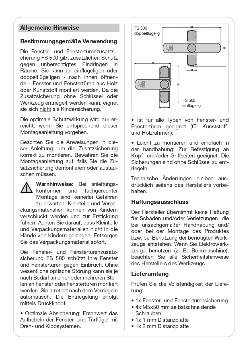 Basi Fenstersicherung für einflügelige Fenster in Braun