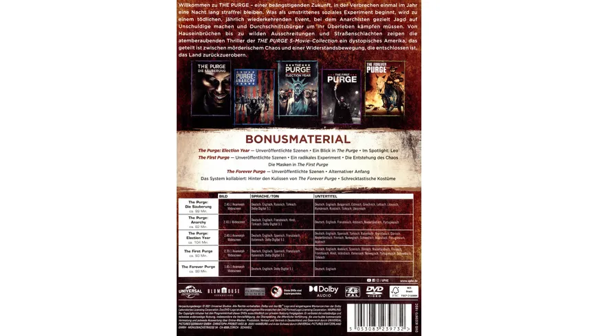 The Purge - 5-Movie-Collection  [5 DVDs]