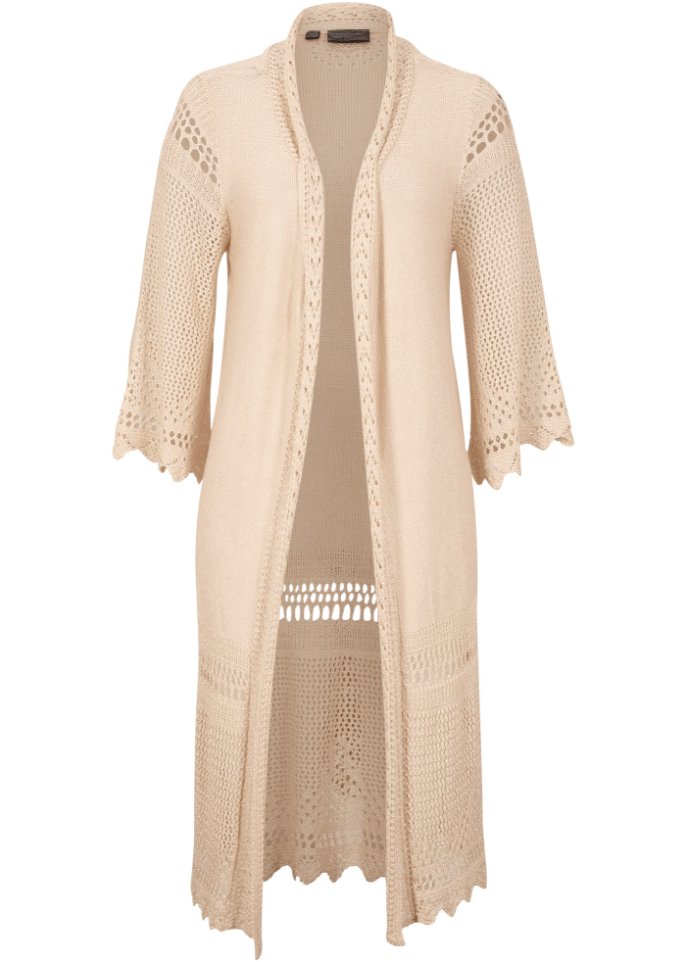 Ajour-Longstrickjacke