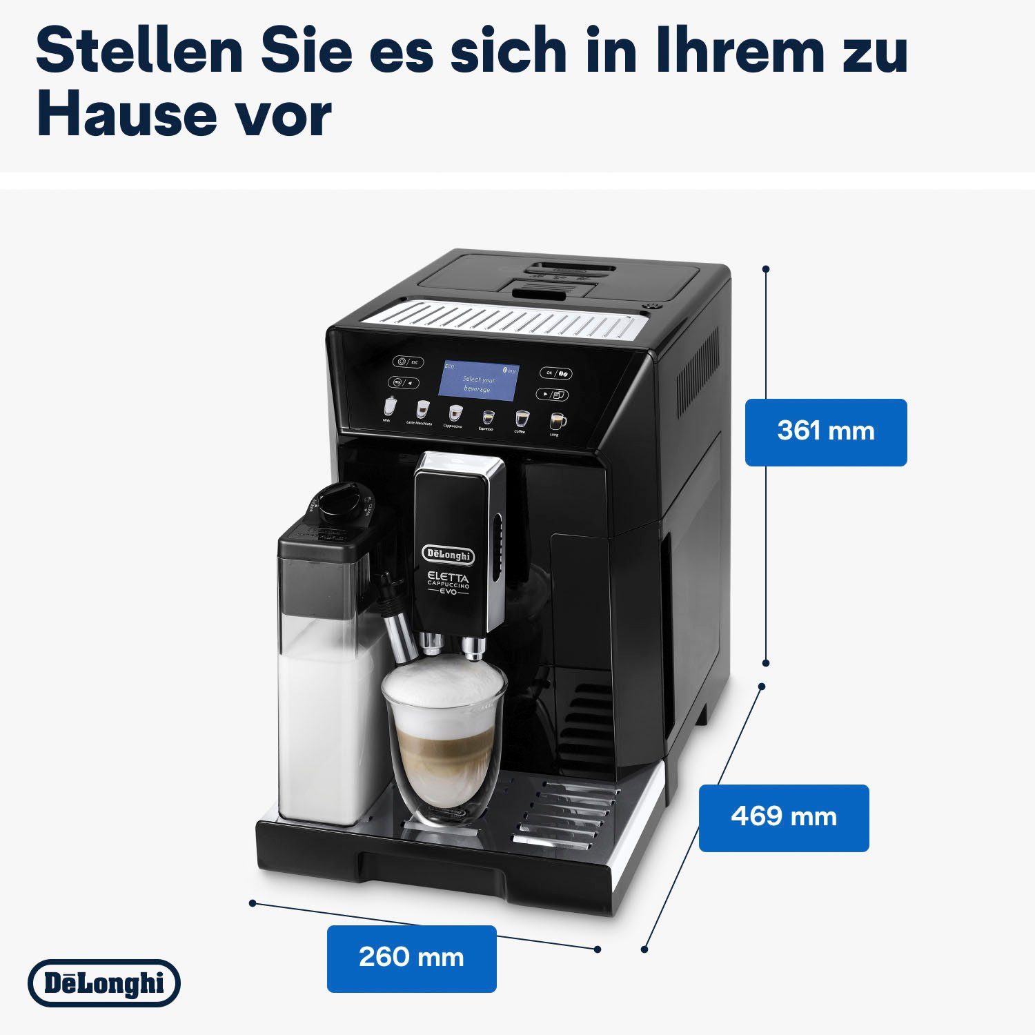 De'Longhi Kaffeevollautomat ECAM 46.860.B Eletta Evo, schwarz, inkl. Pflegeset im Wert von € 31,99 UVP