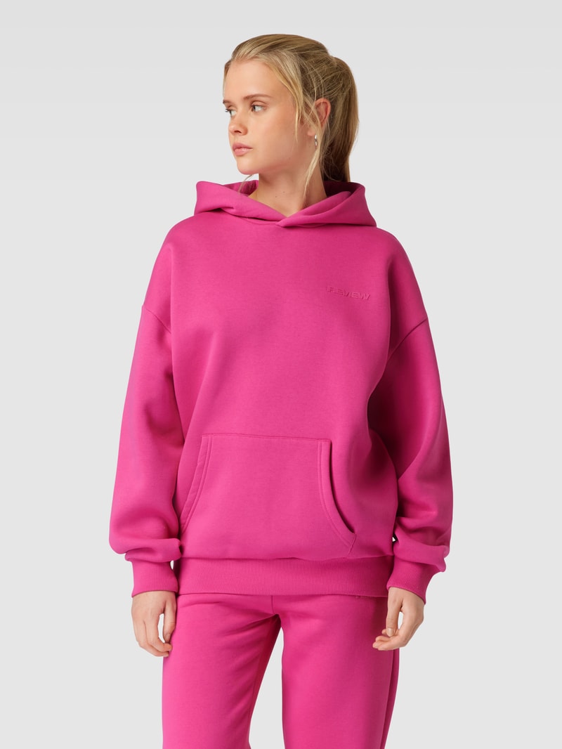 Hoodie mit Label-Print in fuchsia