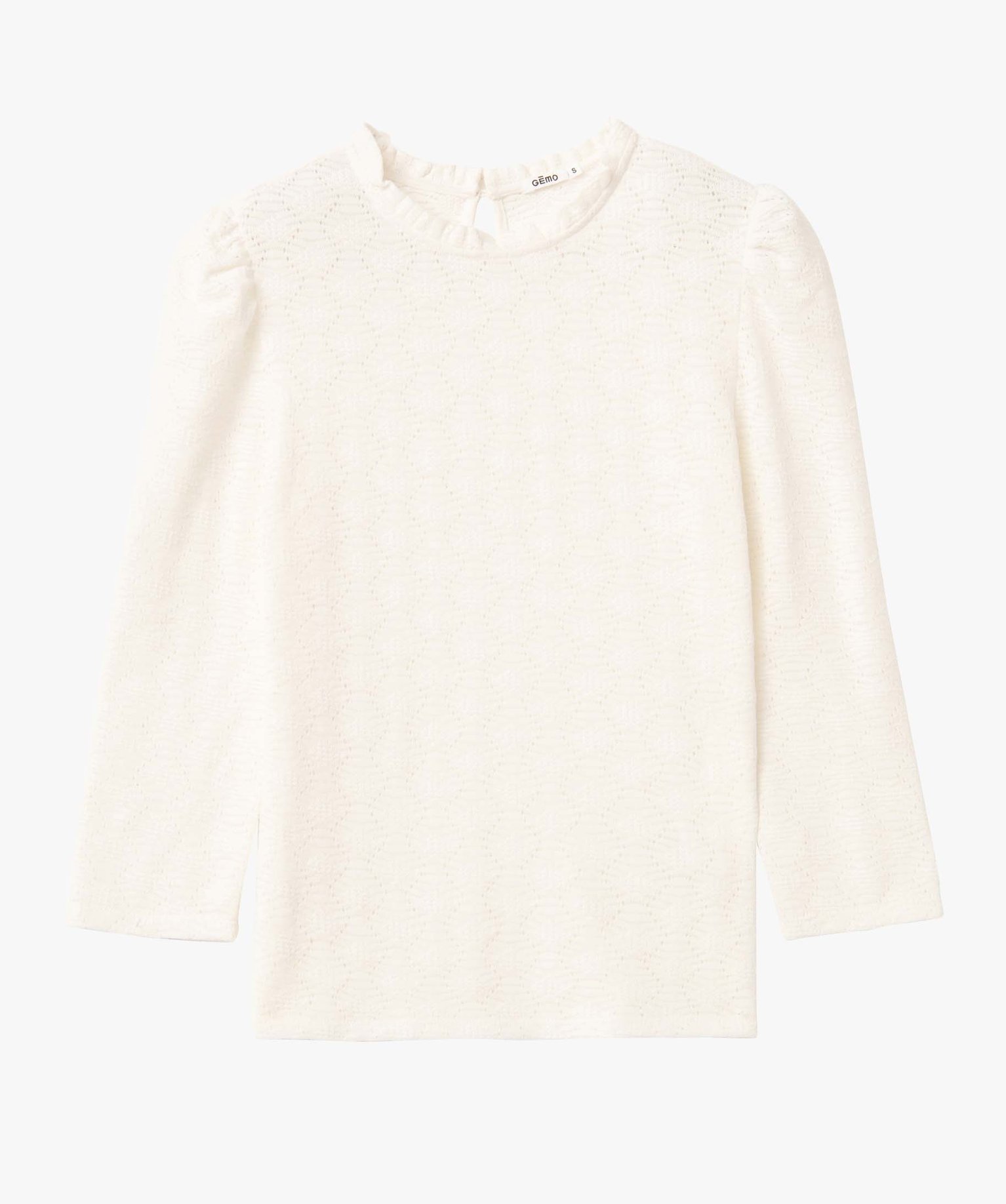 Tee-shirt femme à manches longues en maille texturée ecru | GEMO