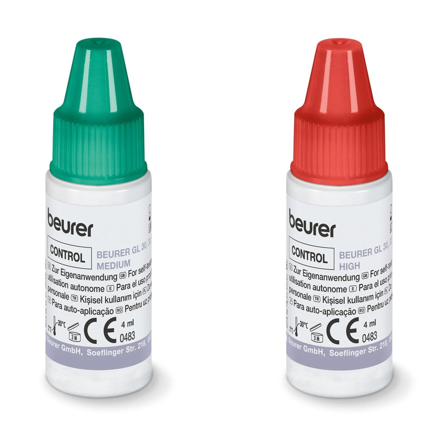 Beurer Kontrolllösung - GL 30/32/34 BGL 40/60 MEDIUM + HIGH-Kontrolllösung MEDIUM + HI für die Blutzuckermessgeräte GL 30/32/34/ & BGL 40/60