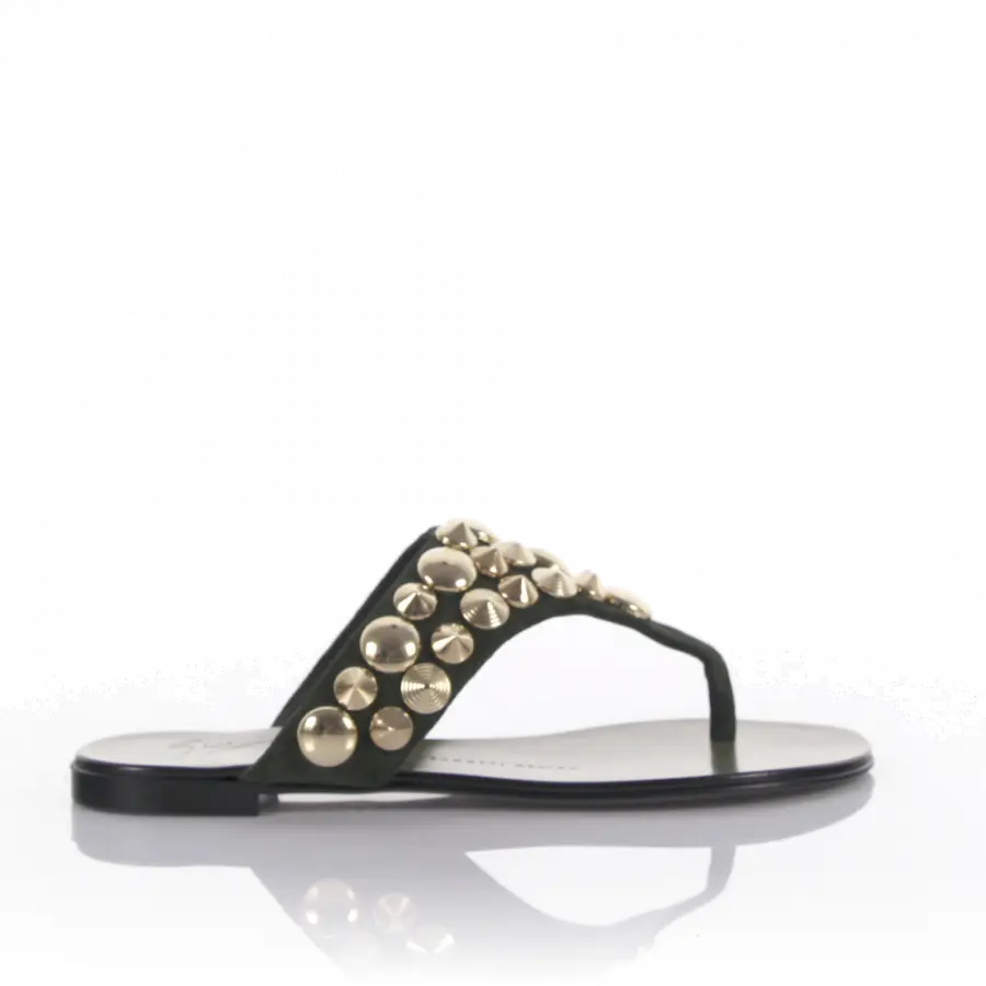 Giuseppe Zanotti - Sandalen Rock 10 Veloursleder grün Nieten - grün
