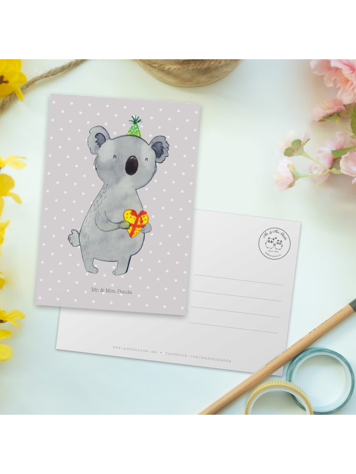 Mr. & Mrs. Panda Postkarte Koala Geschenk ohne Spruch in Grau Pastell günstig kaufen onesize