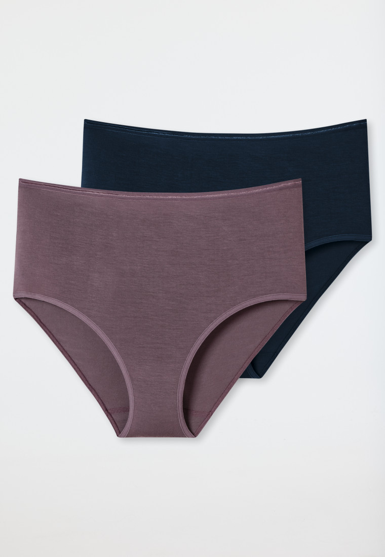Midi-Slips 2er-Pack dunkelblau/malve - Modal Essentials