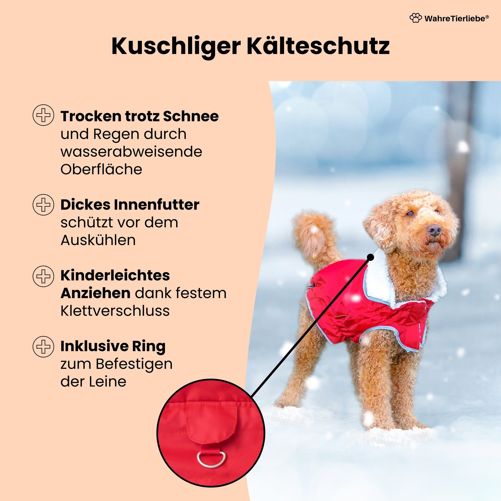 Wahre Tierliebe Hundejacke Premium Hunde Winterjacke, atmungsaktiver Mantel, Kälteschutz -25 Grad, Verschiedene Größen und Farben, extra warm dank fleece Füllung