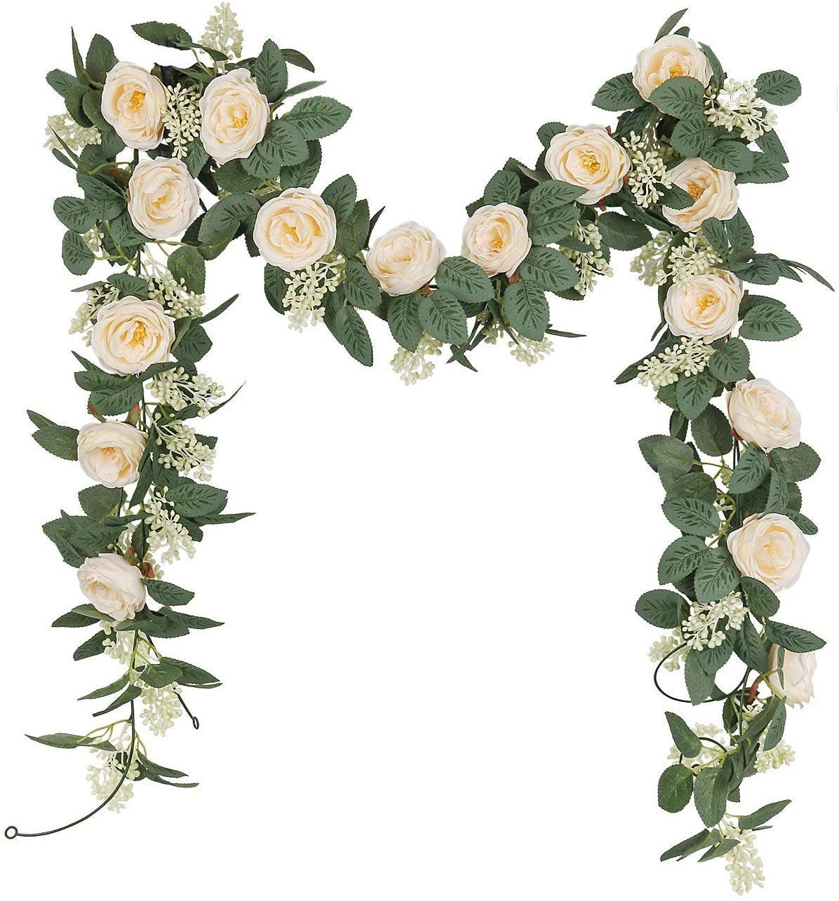 FeelGlad Rattanstuhl Blumengirlande,Blumenwand,Girlande hochzeit