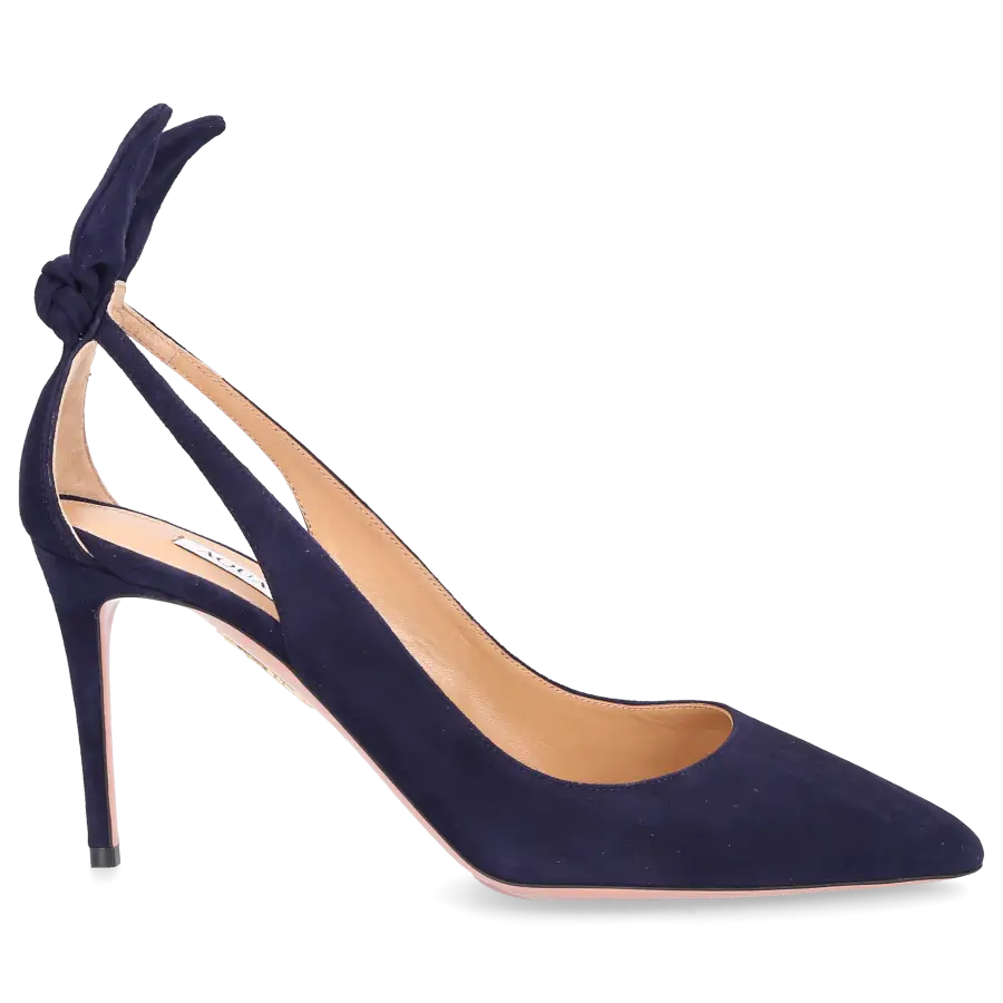 Aquazzura - Pumps BOW TIE 85 Veloursleder - blau