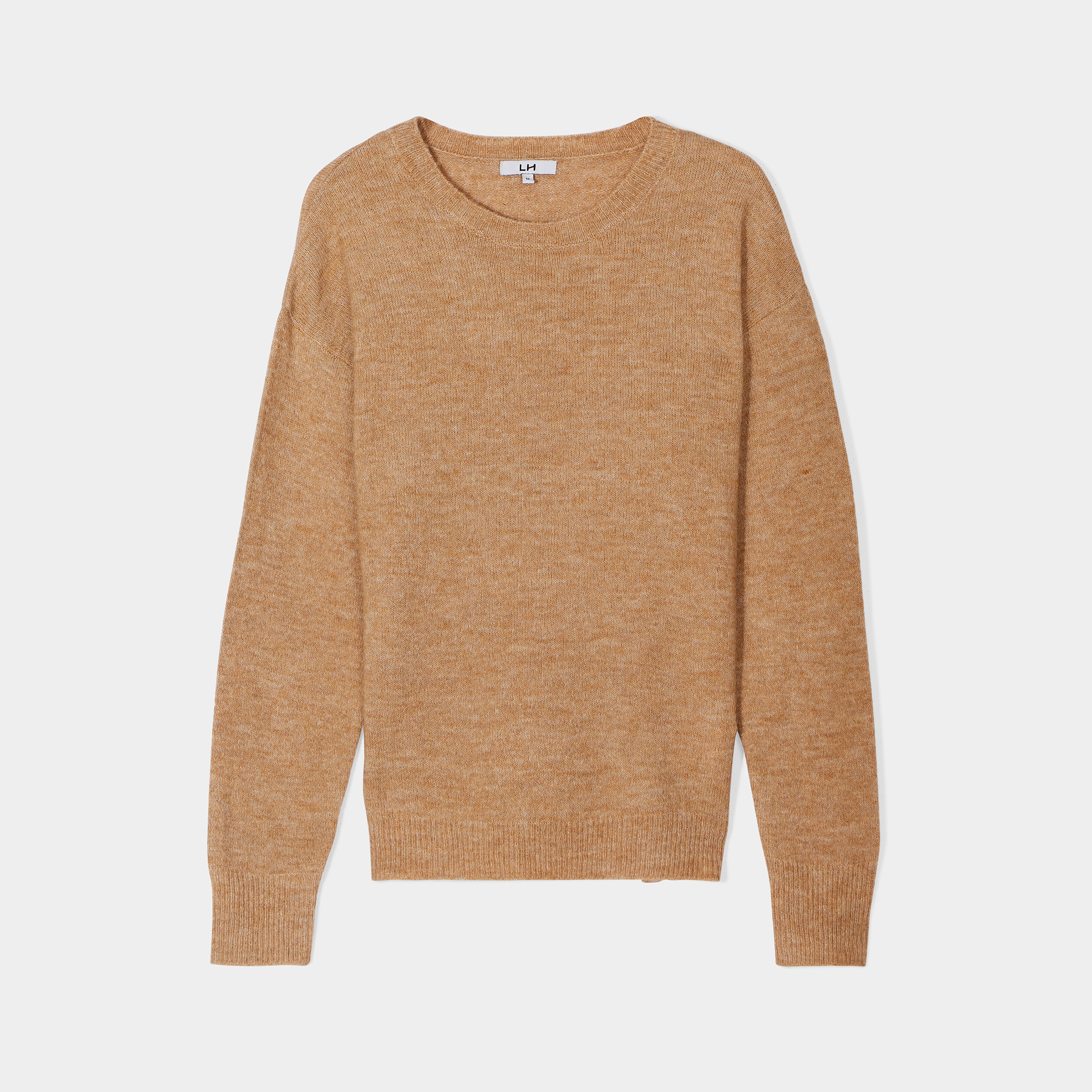 Pull col rond manches longues marron clair femme | La Halle