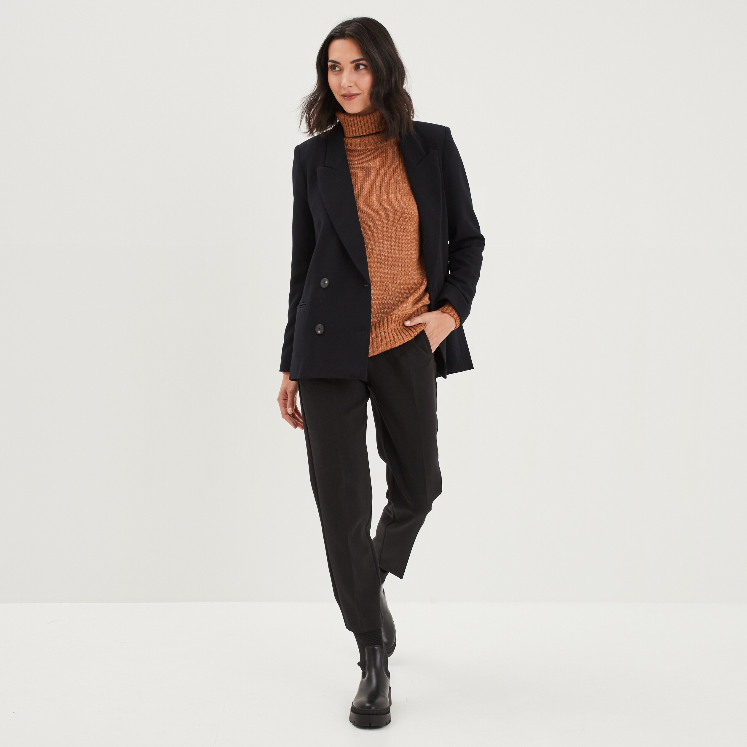 Veste blazer double boutonnage Liberto noir femme | La Halle