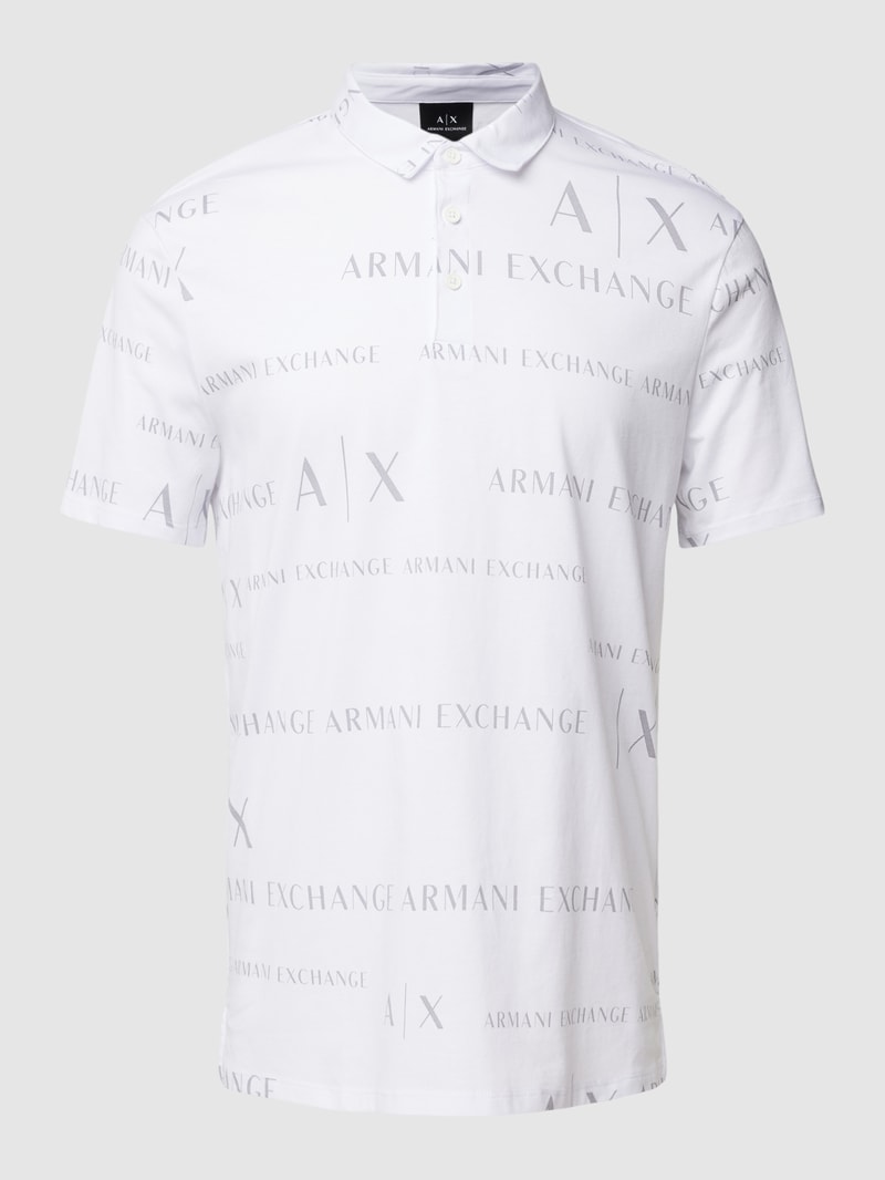 Poloshirt mit Allover-Label-Muster in weiß