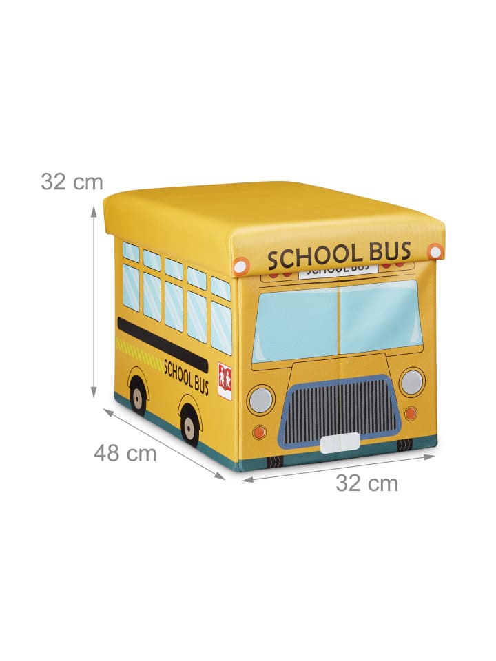 relaxdays Spielzeugkiste Schulbus in Gelb - (B)48 x (H)32 x (T)32 cm günstig kaufen onesize