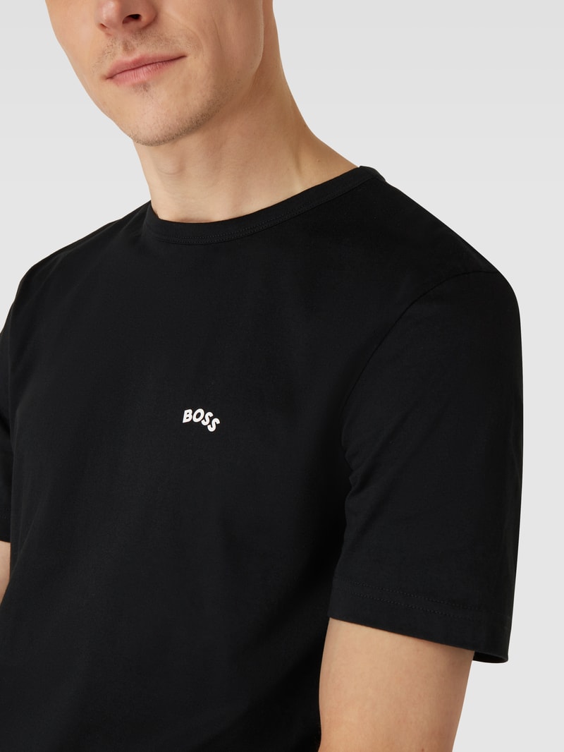 T-Shirt mit Label-Print Modell 'Tee Curved' in schwarz